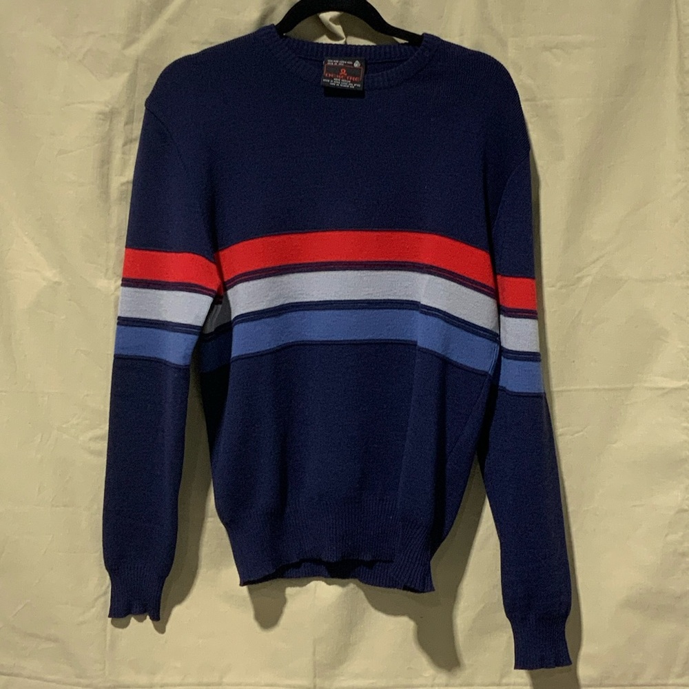 Men's Blue Striped Sweater With Prostate Cancer Symbol